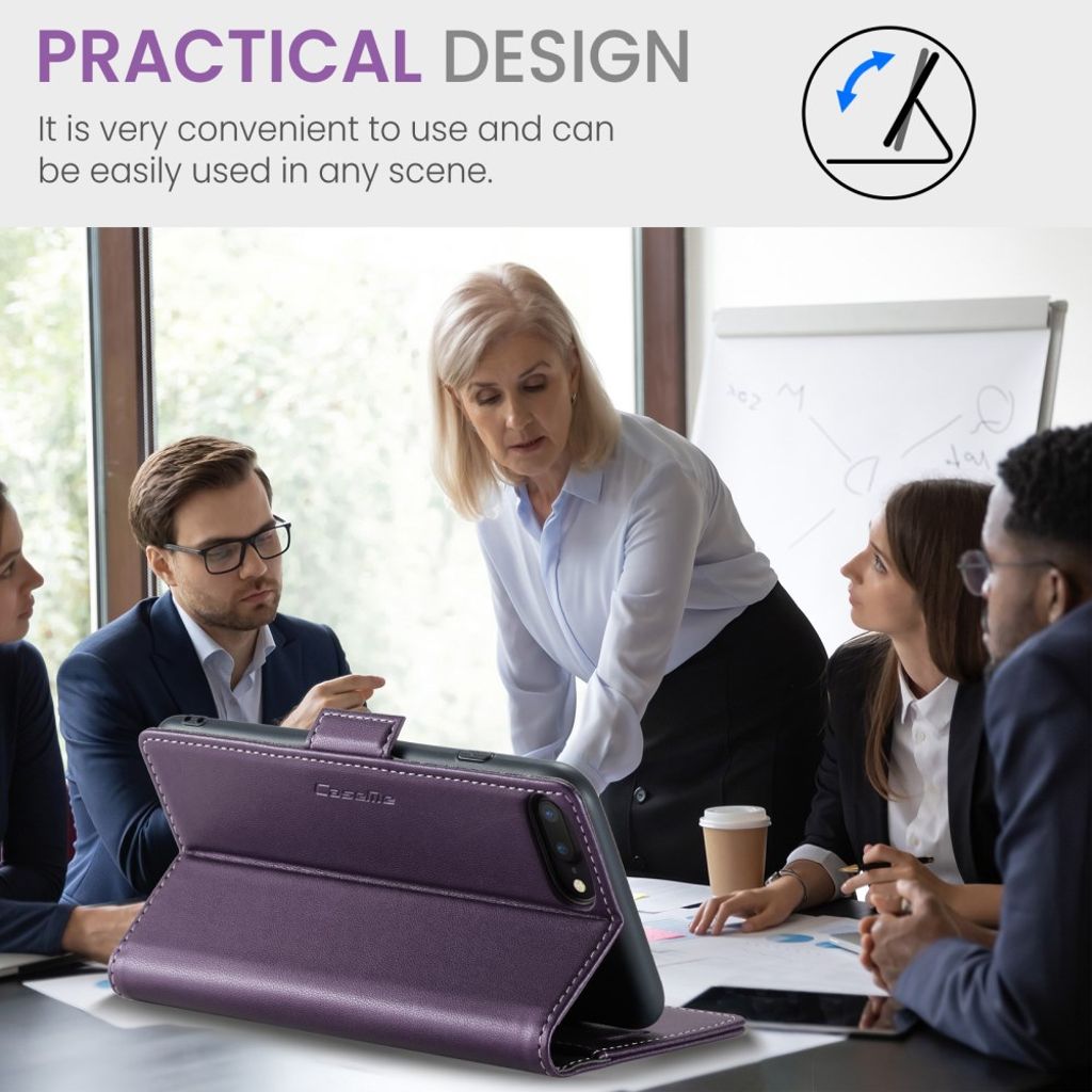 CASEME iPhone 6 Plus/6s Plus/7 Plus/8 Plus Kotelo Korttipaikka - Violetti