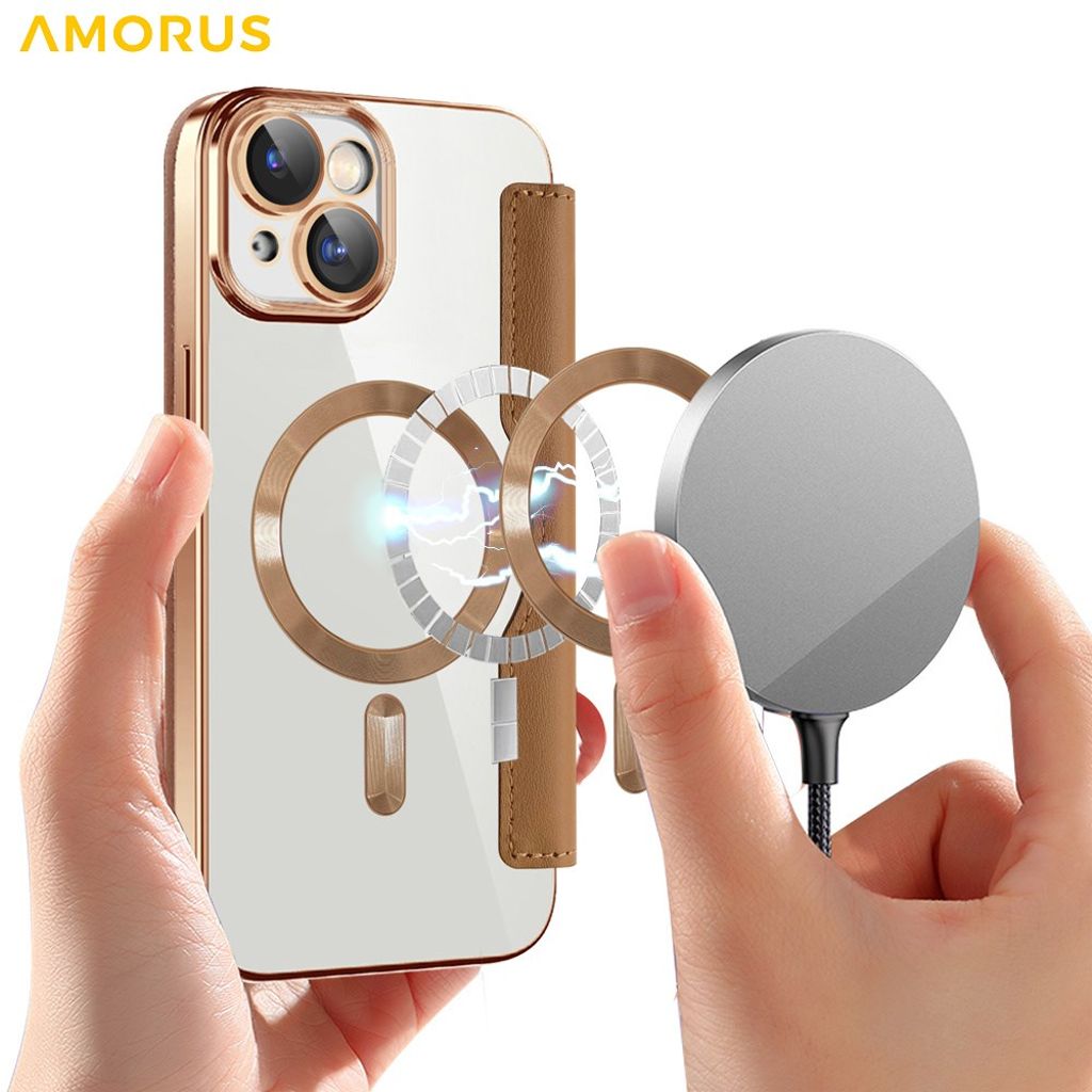 AMORUS iPhone 15 Fodral med MagSafe - Brun