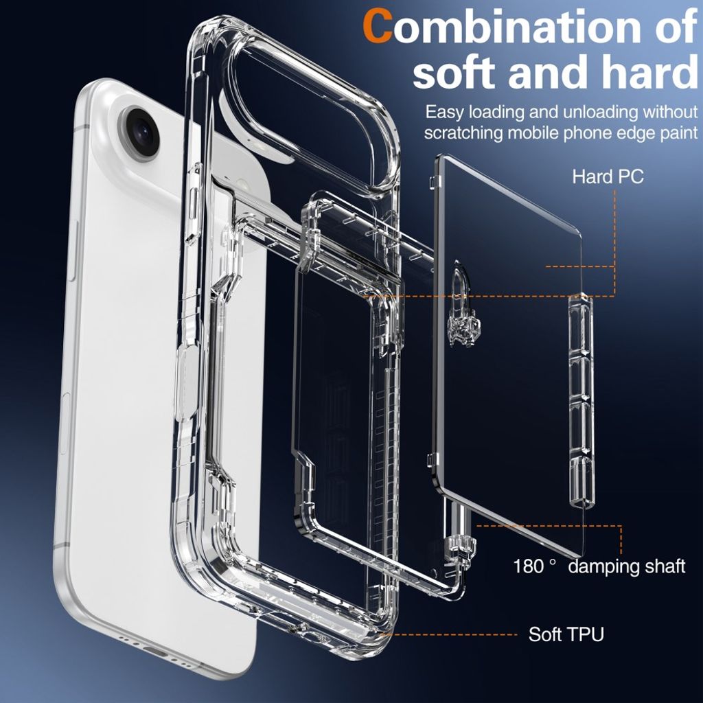 iPhone 17 Air Skal med Stativ och Kortfack - Transparent