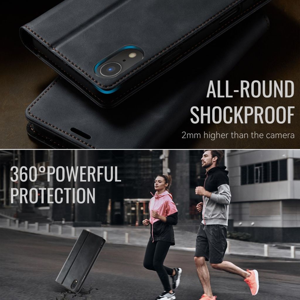 CASEME iPhone XR Plånboksfodral RFID-blockerande Stativ – Svart
