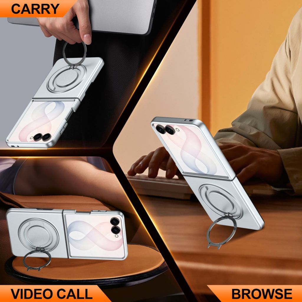 Samsung Galaxy Z Flip8 MagSafe kuori rengasjalustalla - Harmaa