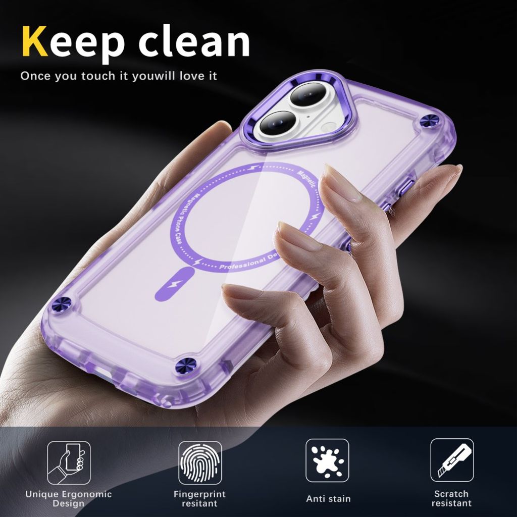 iPhone 17 MagSafe-yhteensopiva Kuori - läpinäkyvä violetti