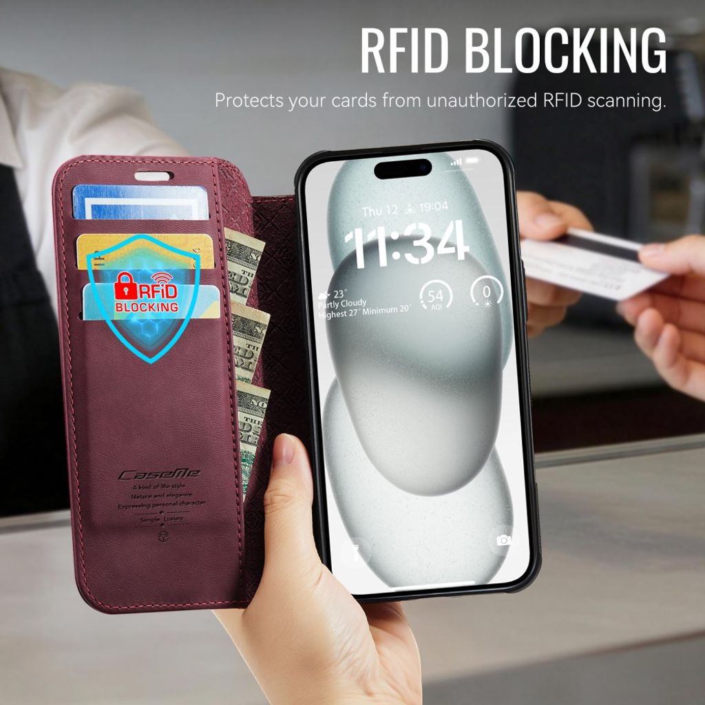 CASEME 053 iPhone 14 Flip Cover MagSafe RFID-blokerende - Rød