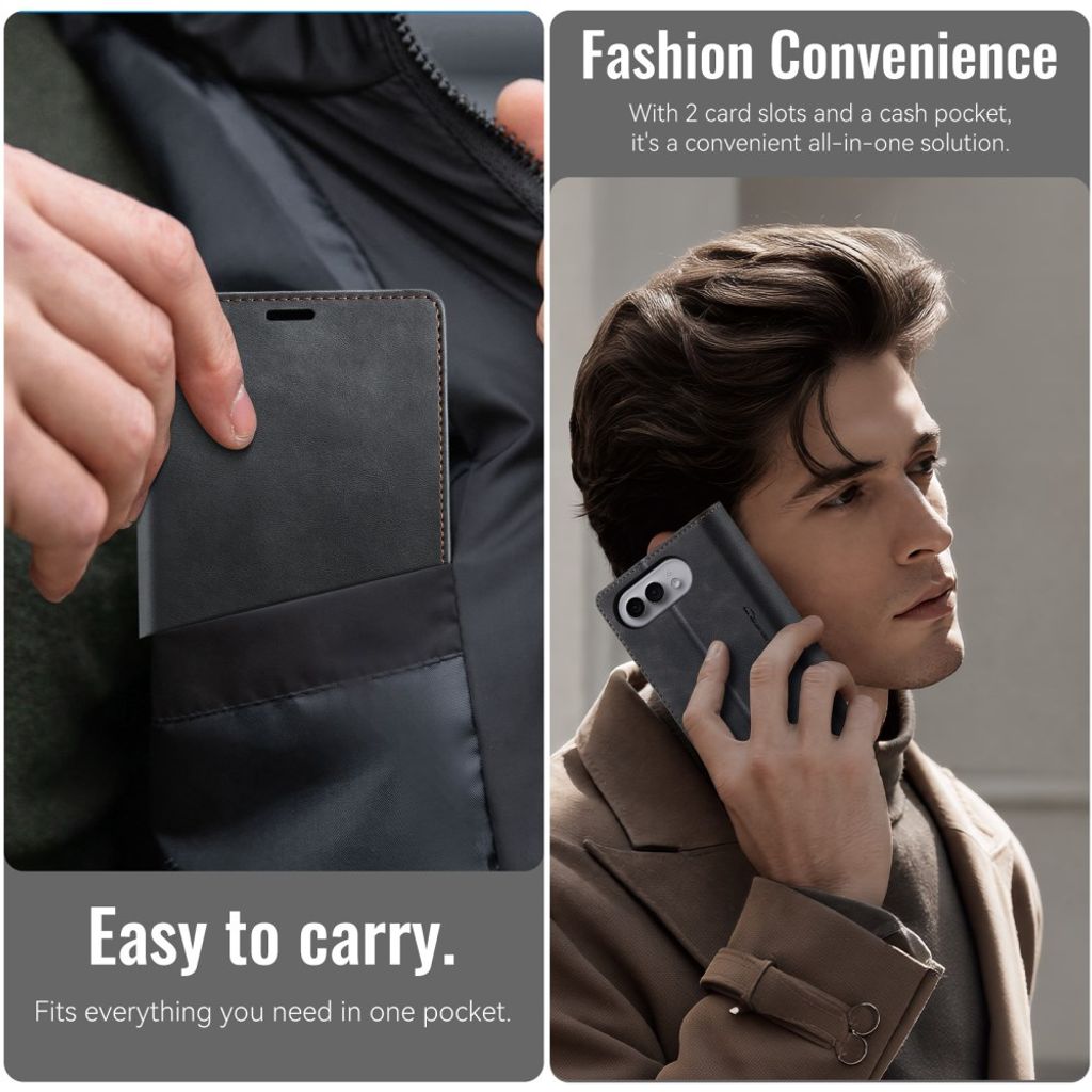 CASEME iPhone Duo Lompakkokotelo RFID-suojauksella - Musta