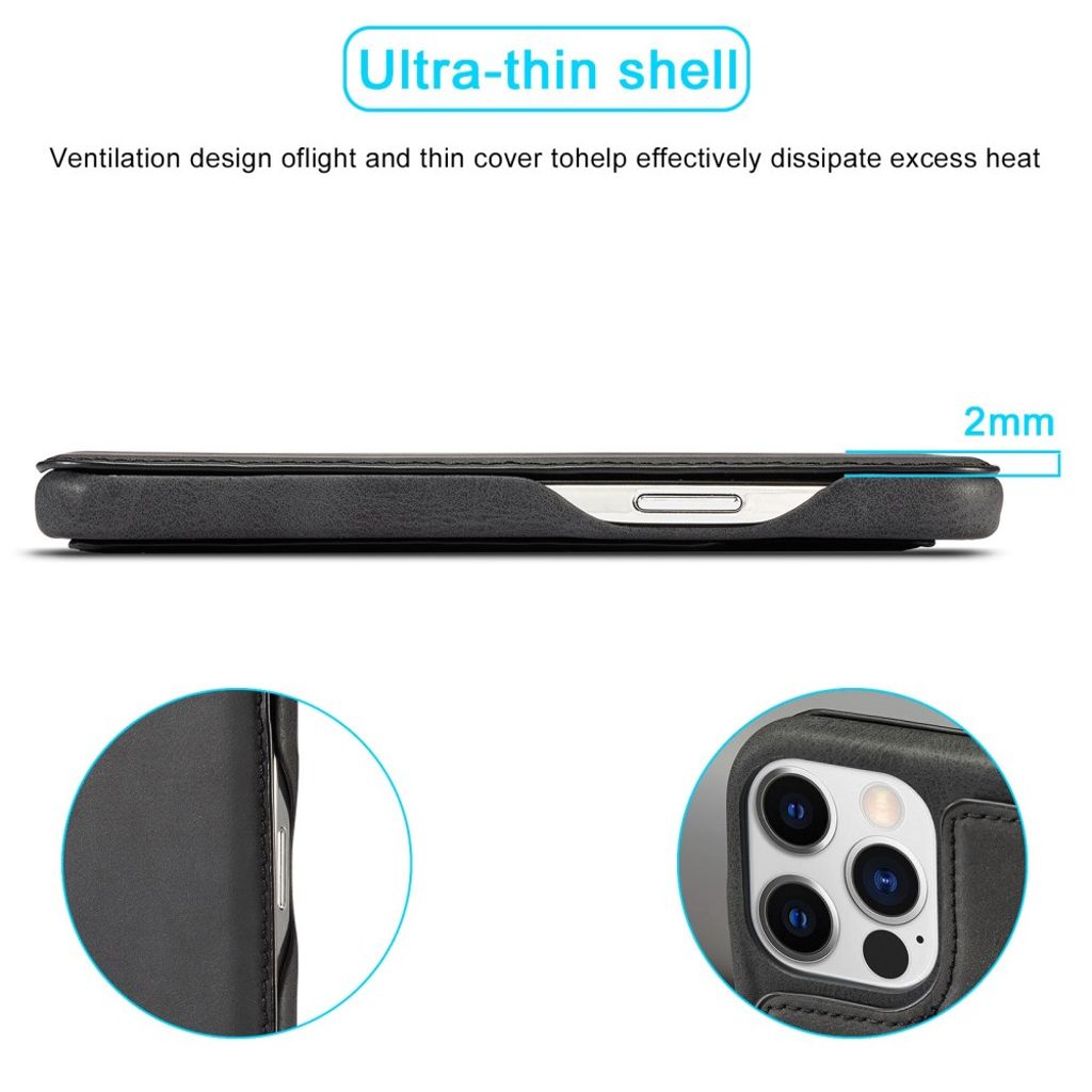 LC.IMEEKE iPhone 14 Pro Max Wallet Cover - Black