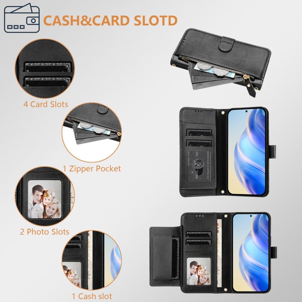 Xiaomi 17T Pro Lompakkokotelo vetoketjulla - Musta