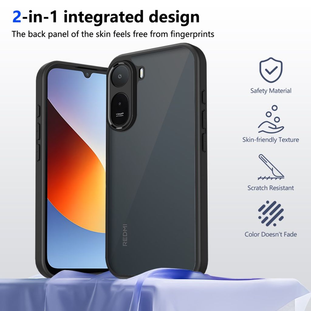 Xiaomi Poco C85x 5G/Redmi A7 Pro Skal - Transparent Svart