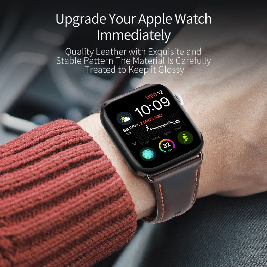 DUX DUCIS Apple Watch 42/44/46/49 mm skinnrem – mørkebrun