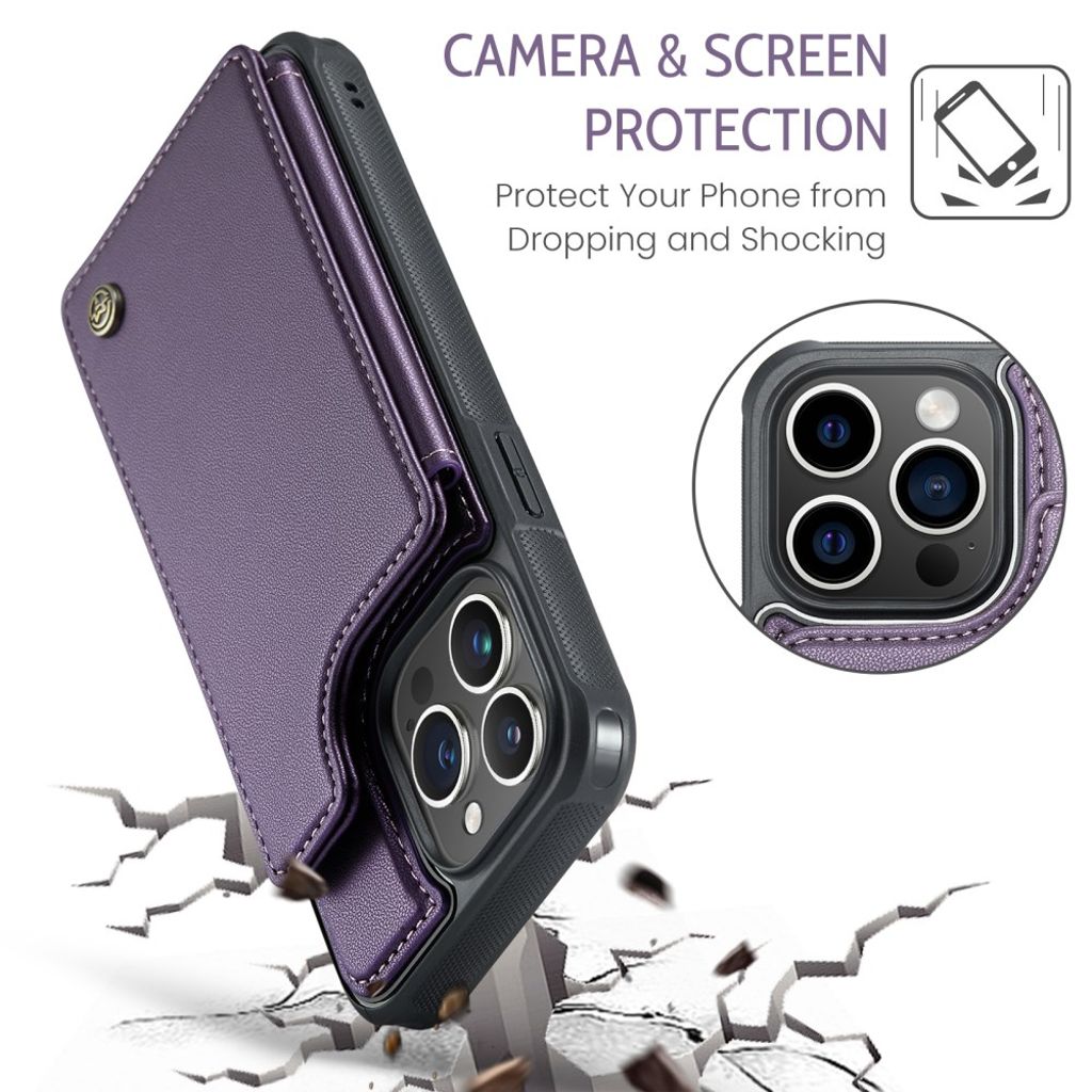 CASEME iPhone 15 Pro C22 Lompakkokuori RFID-estävällä – Violetti