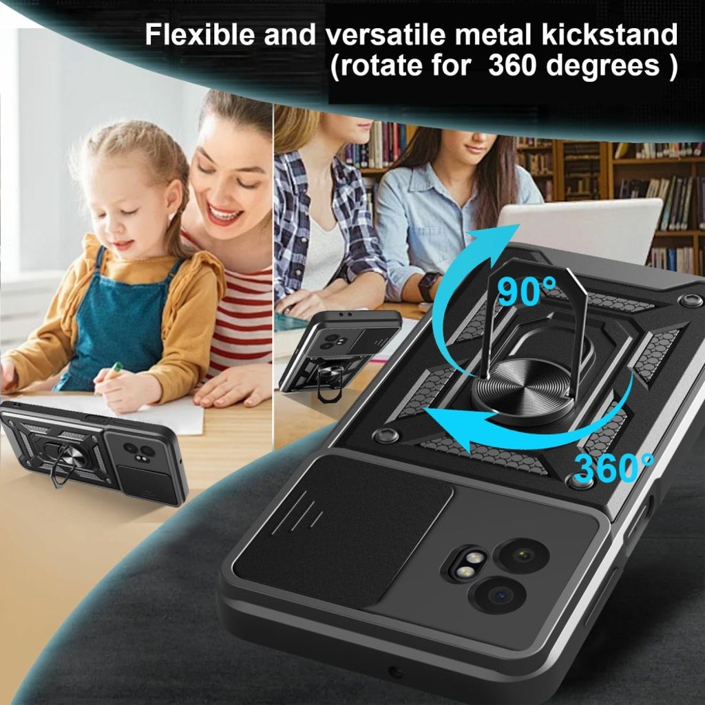 Samsung Galaxy XCover7 Pro deksel med ringholder og skyvbart kameralokk – sølv