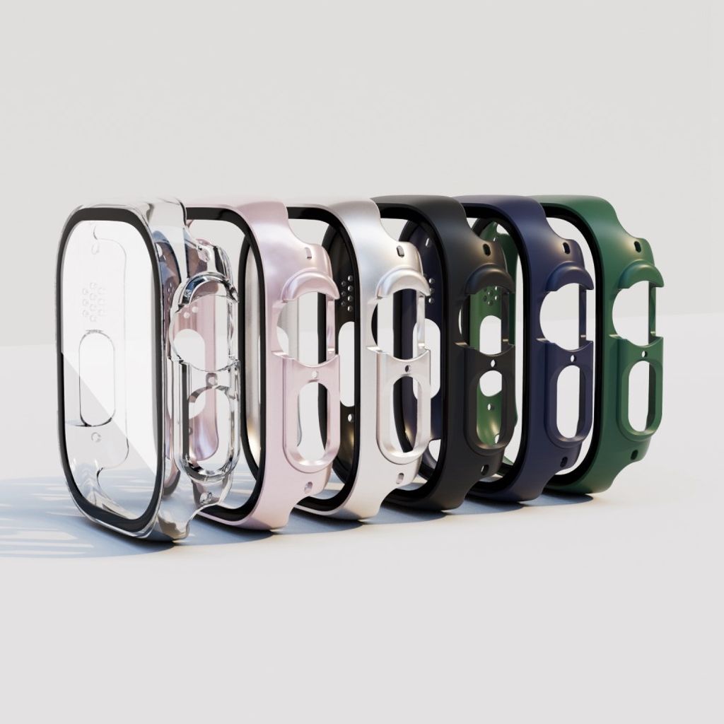Apple Watch Ultra 3/Ultra 2/Ultra 49 mm deksel med skjermbeskytter i herdet glass – svart