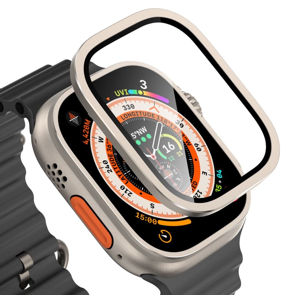 Apple Watch Ultra 3/Ultra 2/Ultra 49 mm skjermbeskytter i herdet glass – grå