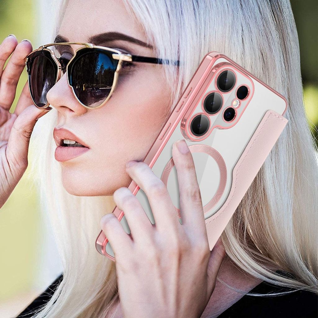 Samsung Galaxy S26 Ultra Lommeboketui RFID-blokkerende Kortholder - Rosa