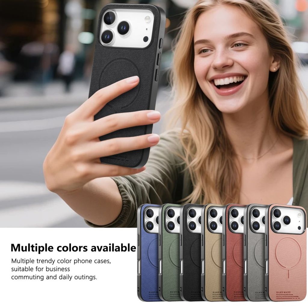 iPhone 18 Pro Max/17 Pro Max MagSafe-deksel med stoffutseende – svart