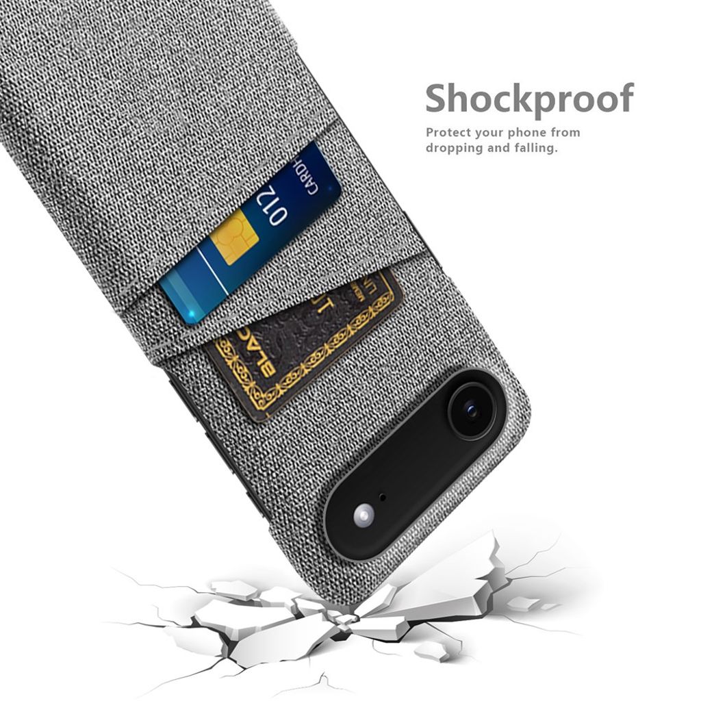 iPhone 17 Air Kuori, Tekstiili, 2 Korttipaikka - vaaleanharmaa