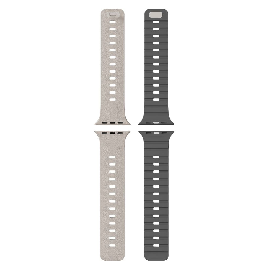 Apple Watch 42/41/40/38mm Klockarmband i texturerat silikon - Beige/Grå