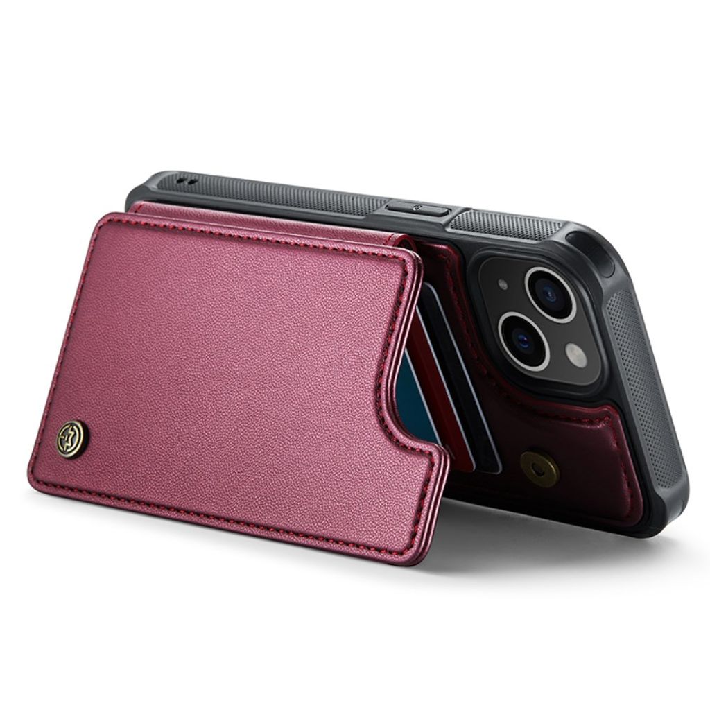 CASEME iPhone 15 Plus Kuori 5 Korttipaikka - Punainen