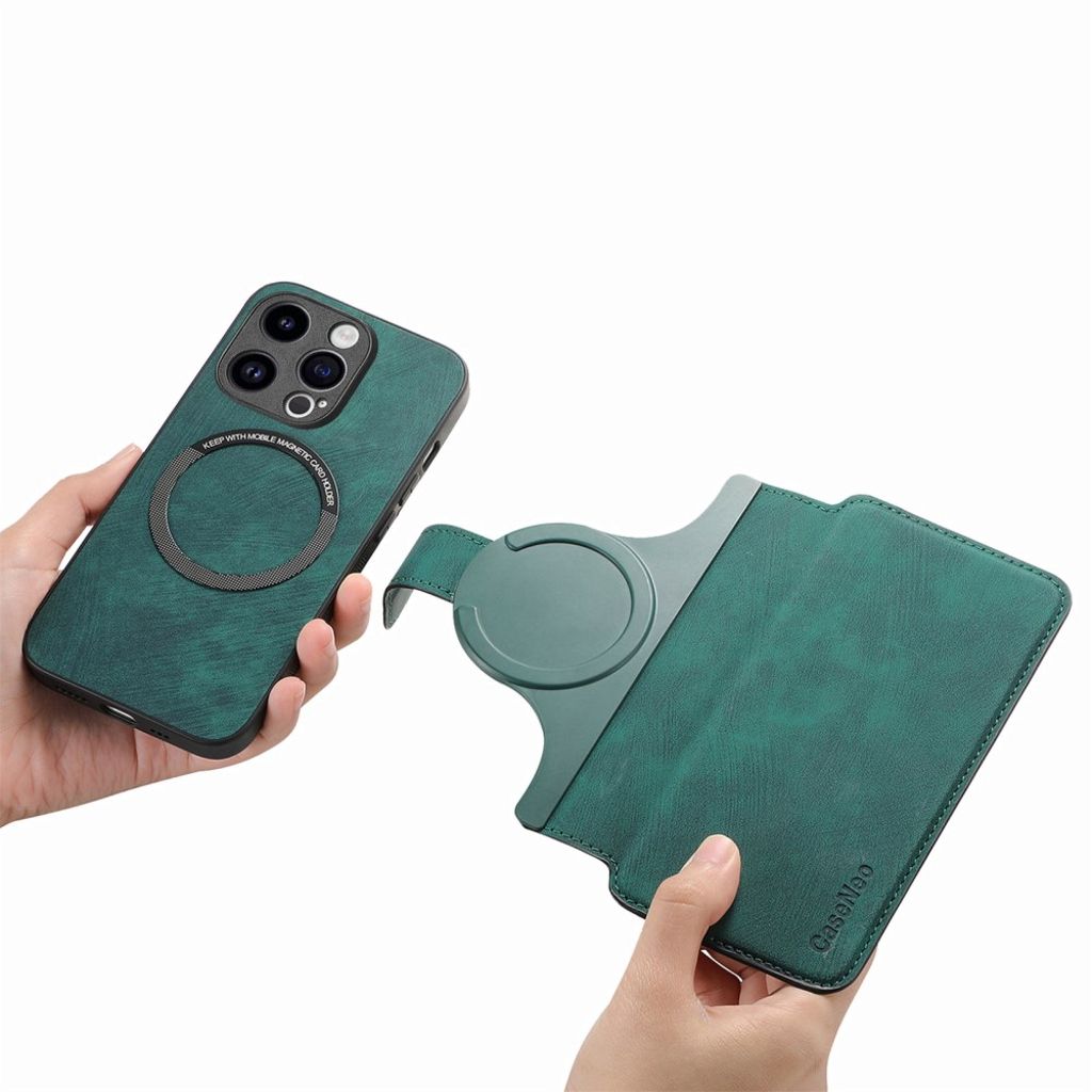 CASENEO iPhone 13 Pro Max Lompakkokotelo Irrotettava lompakko – Vihreä