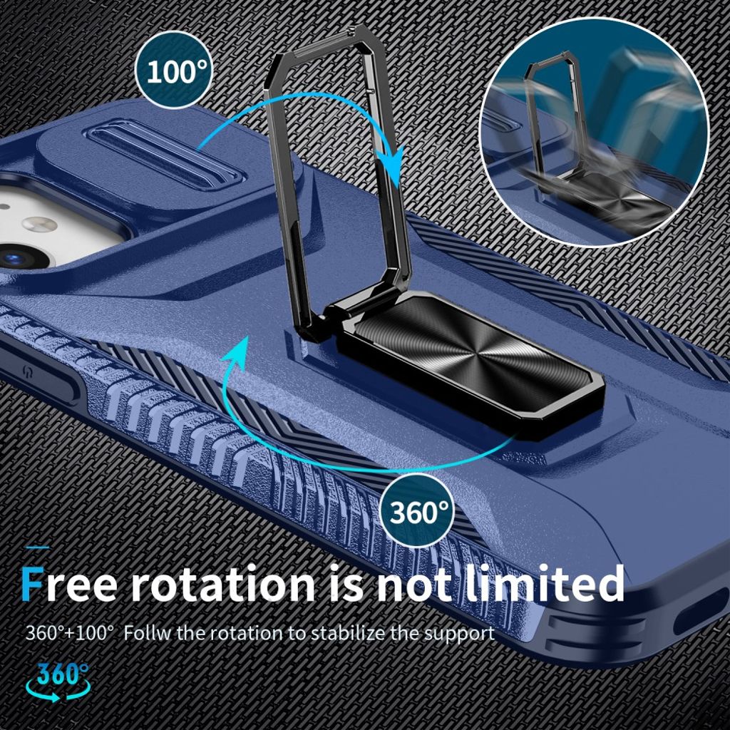 iPhone 12 / 12 Pro Skal med Stativ - Blå