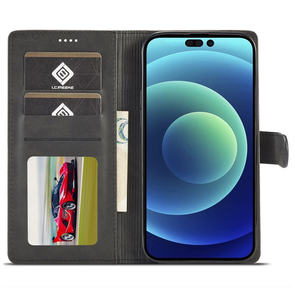 LC.IMEEKE iPhone 15 Pro Max Lompakkokotelo - Musta
