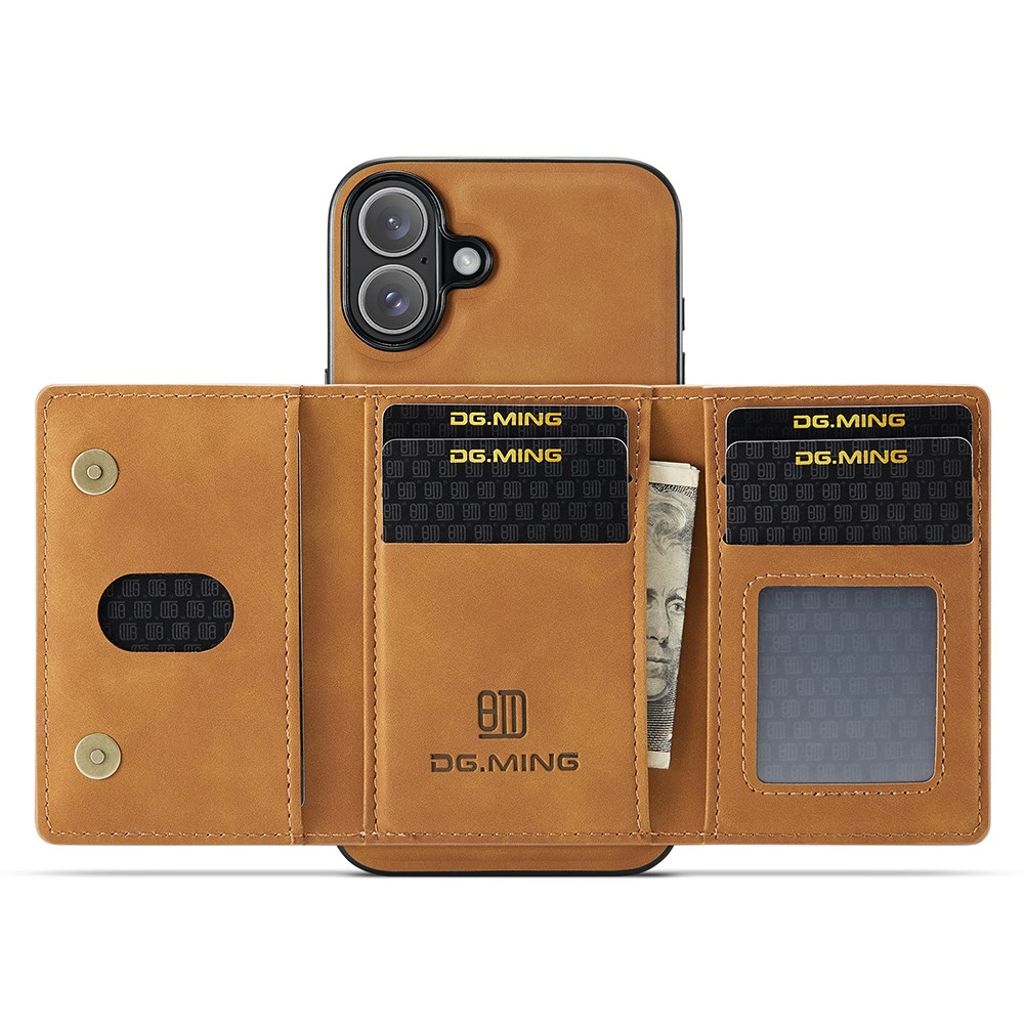 DG.MING iPhone 17 Cover med Pung - Brun