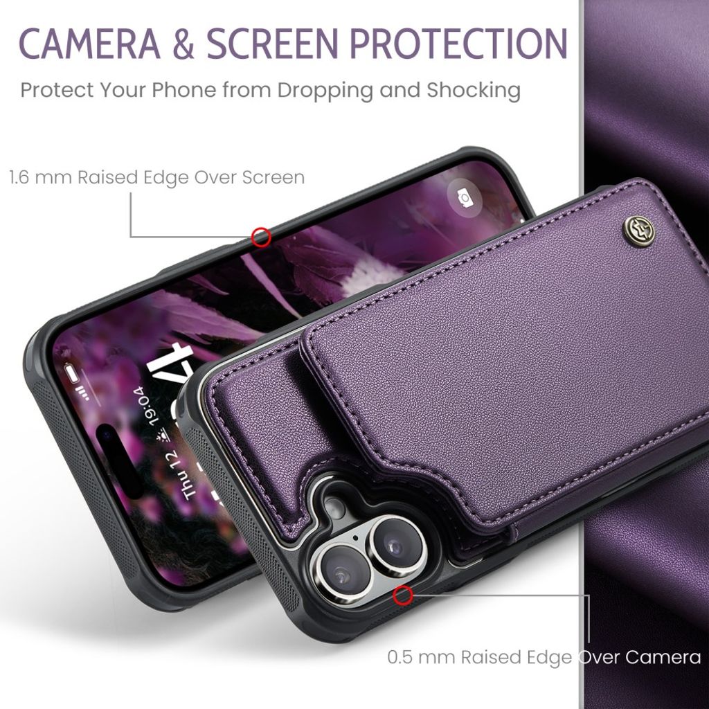 CASEME iPhone 16 Plus Case with 5 Card slots - Purple