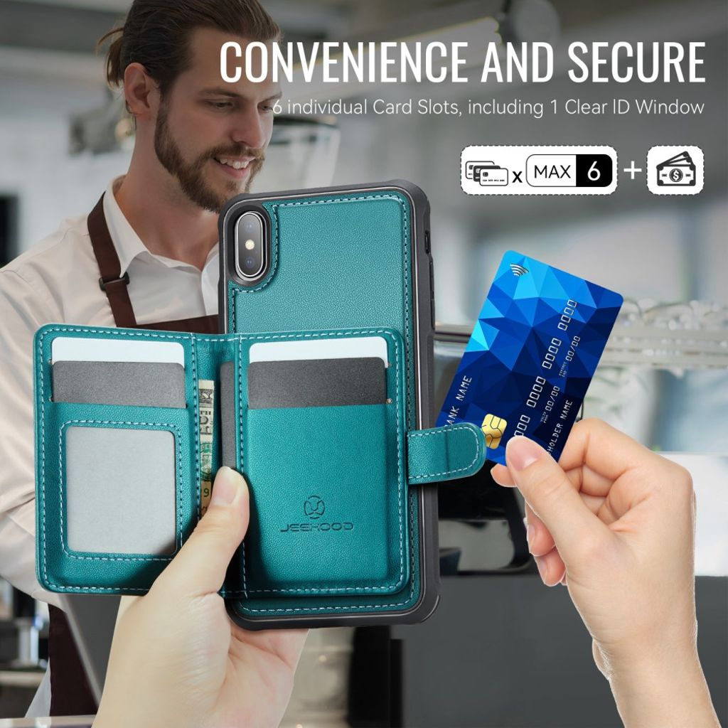 JEEHOOD iPhone XS Max Cover med RFID Kortholder og MagSafe – Grøn