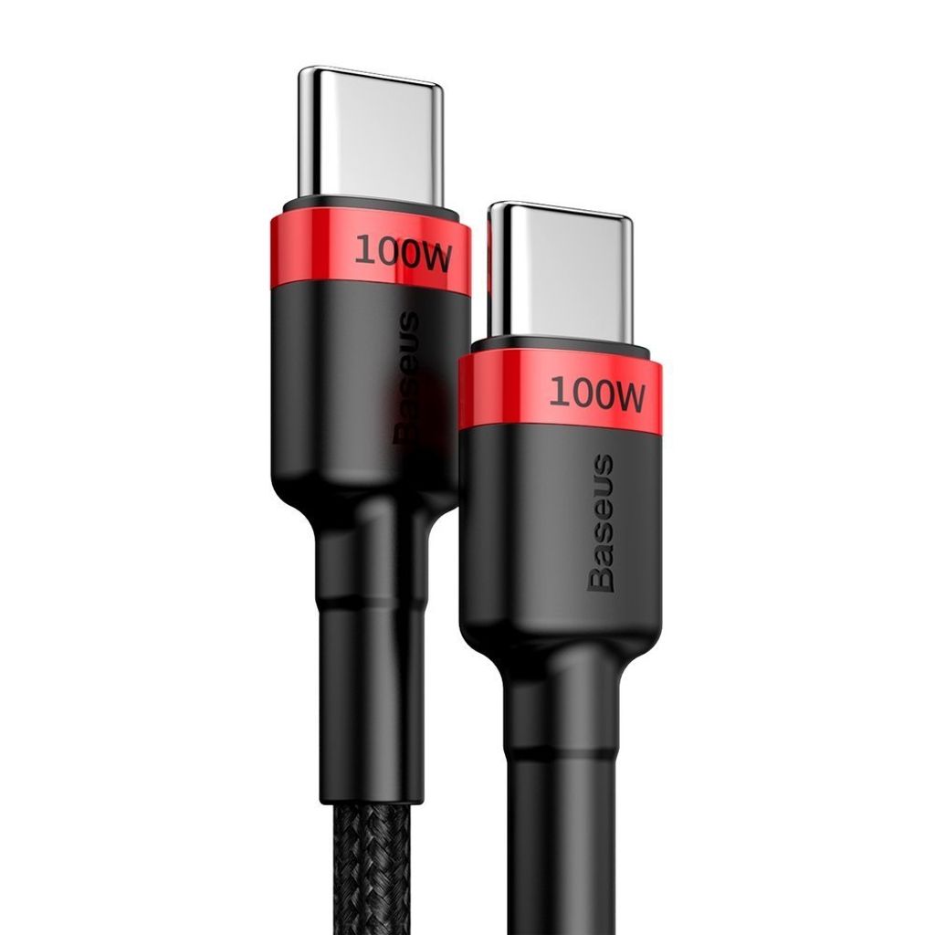 Baseus CATKLF-AL91 USB-C til USB-C PD QC kabel 100W 2m – sort/rød