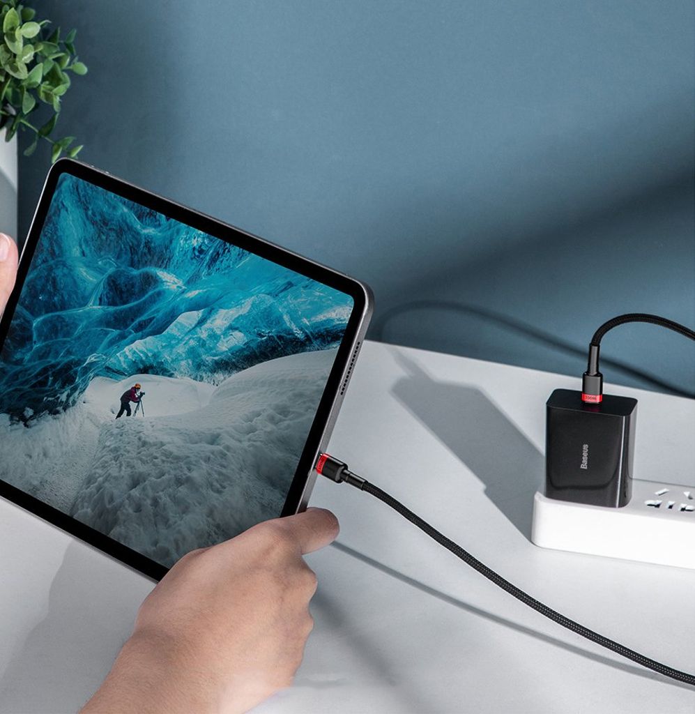 Baseus CATKLF-AL91 USB-C til USB-C PD QC kabel 100W 2m – sort/rød