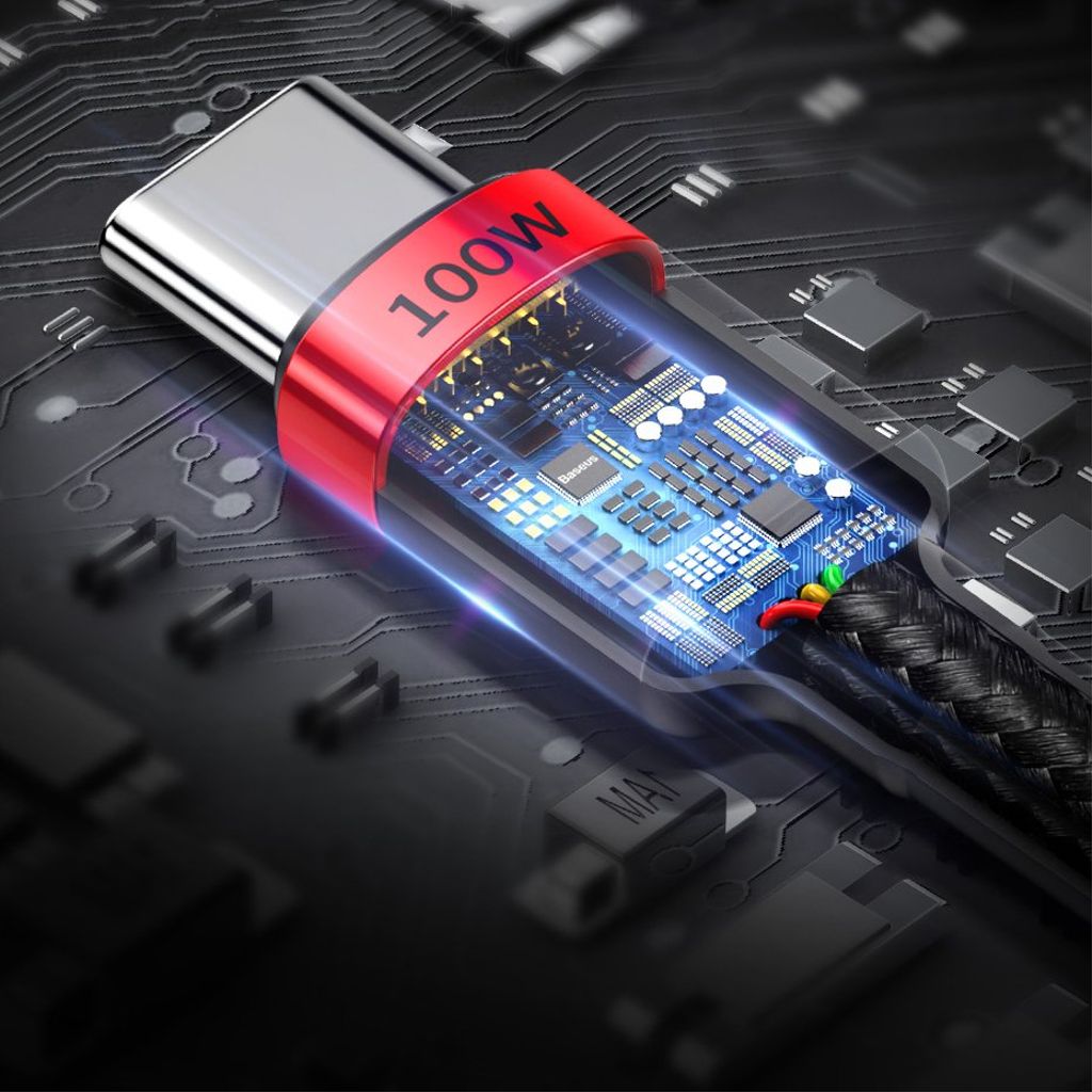 Baseus CATKLF-AL91 USB-C til USB-C PD QC kabel 100W 2m – sort/rød