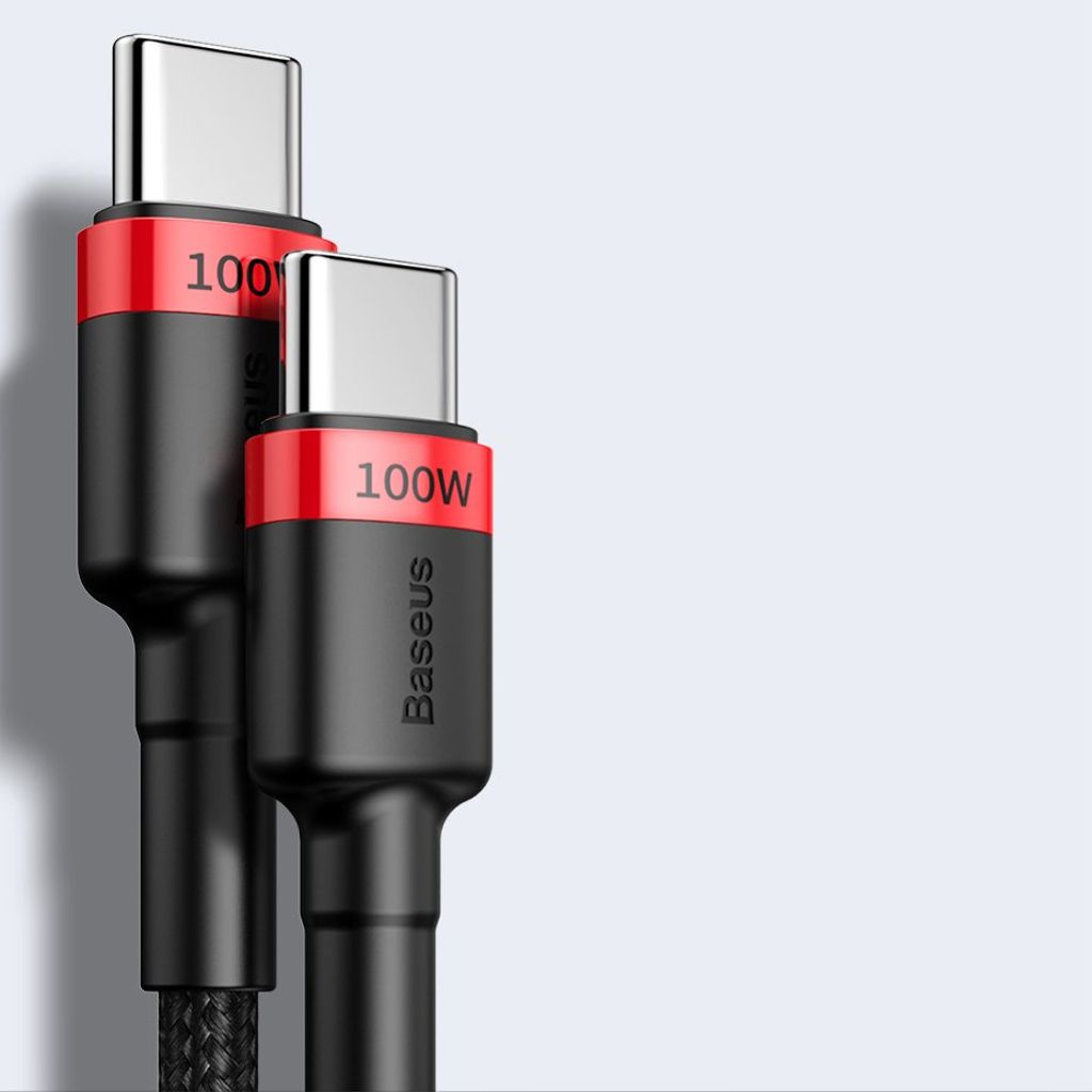 Baseus CATKLF-AL91 USB-C til USB-C PD QC kabel 100W 2m – sort/rød