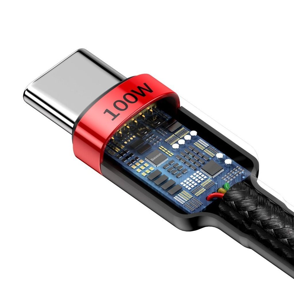 Baseus CATKLF-AL91 USB-C til USB-C PD QC kabel 100W 2m – sort/rød