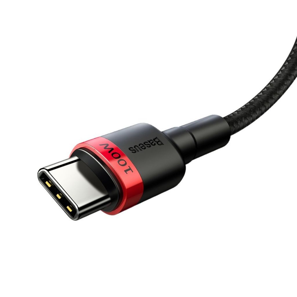 Baseus CATKLF-AL91 USB-C til USB-C PD QC kabel 100W 2m – sort/rød