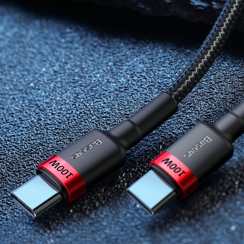 Baseus CATKLF-AL91 USB-C til USB-C PD QC kabel 100W 2m – sort/rød