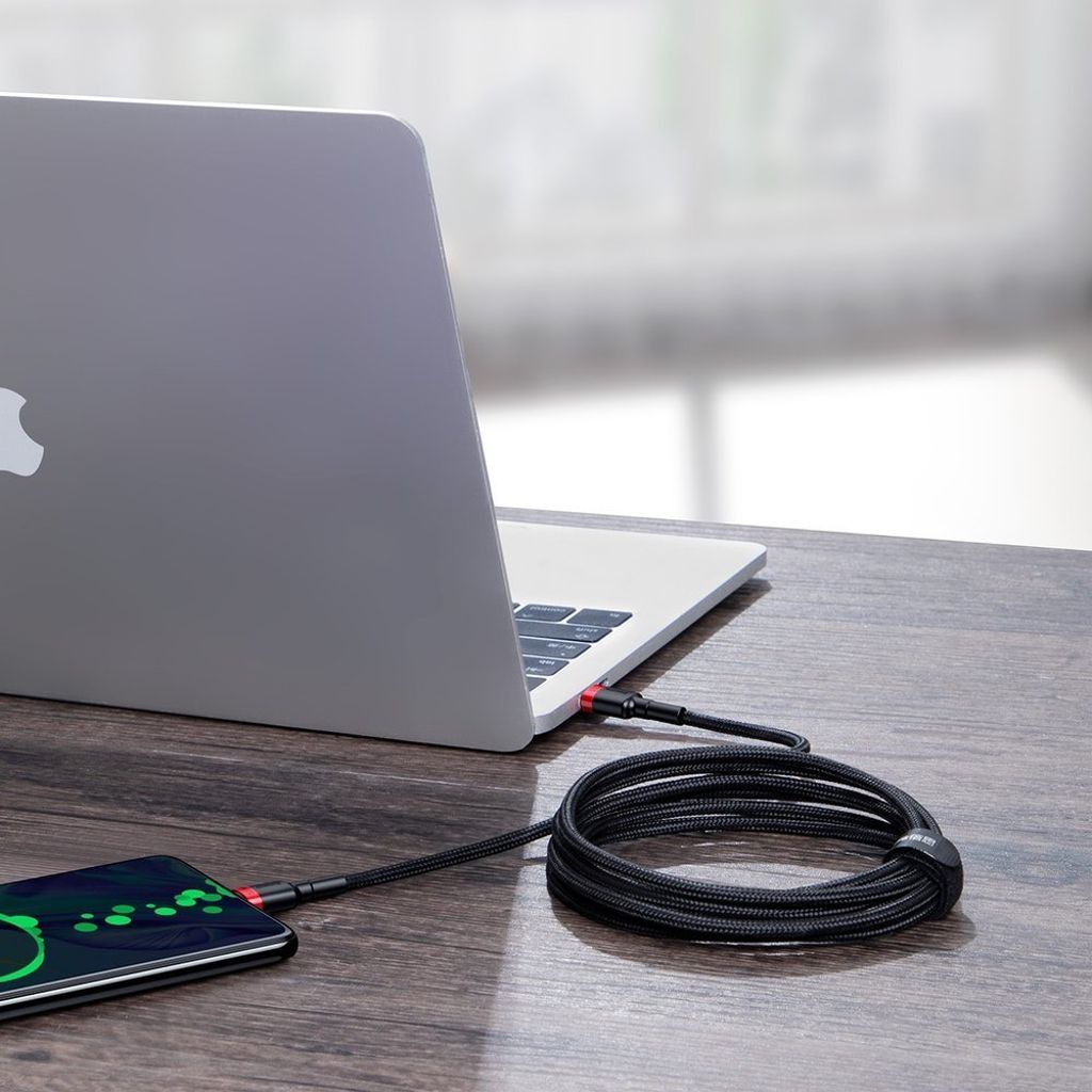 Baseus CATKLF-AL91 USB-C til USB-C PD QC kabel 100W 2m – sort/rød