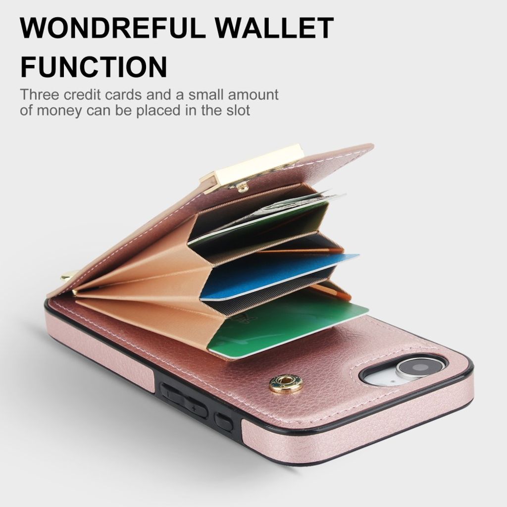 iPhone 16e Case with Card Holder - Rose Gold