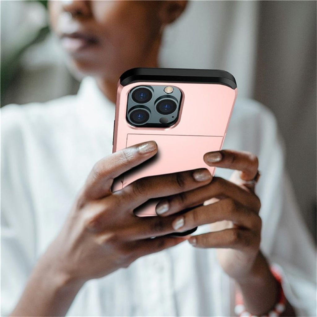 AMORUS iPhone 12 Pro Max Cover med Kortplads - Sølv