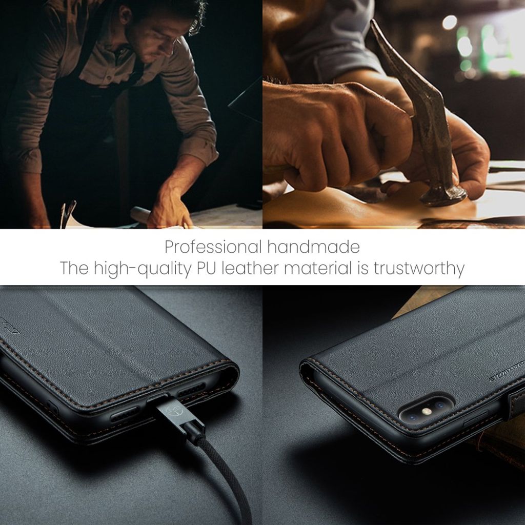 CASEME iPhone XS Max Pungetui RFID-Blokerende 3 Kortplads – Sort