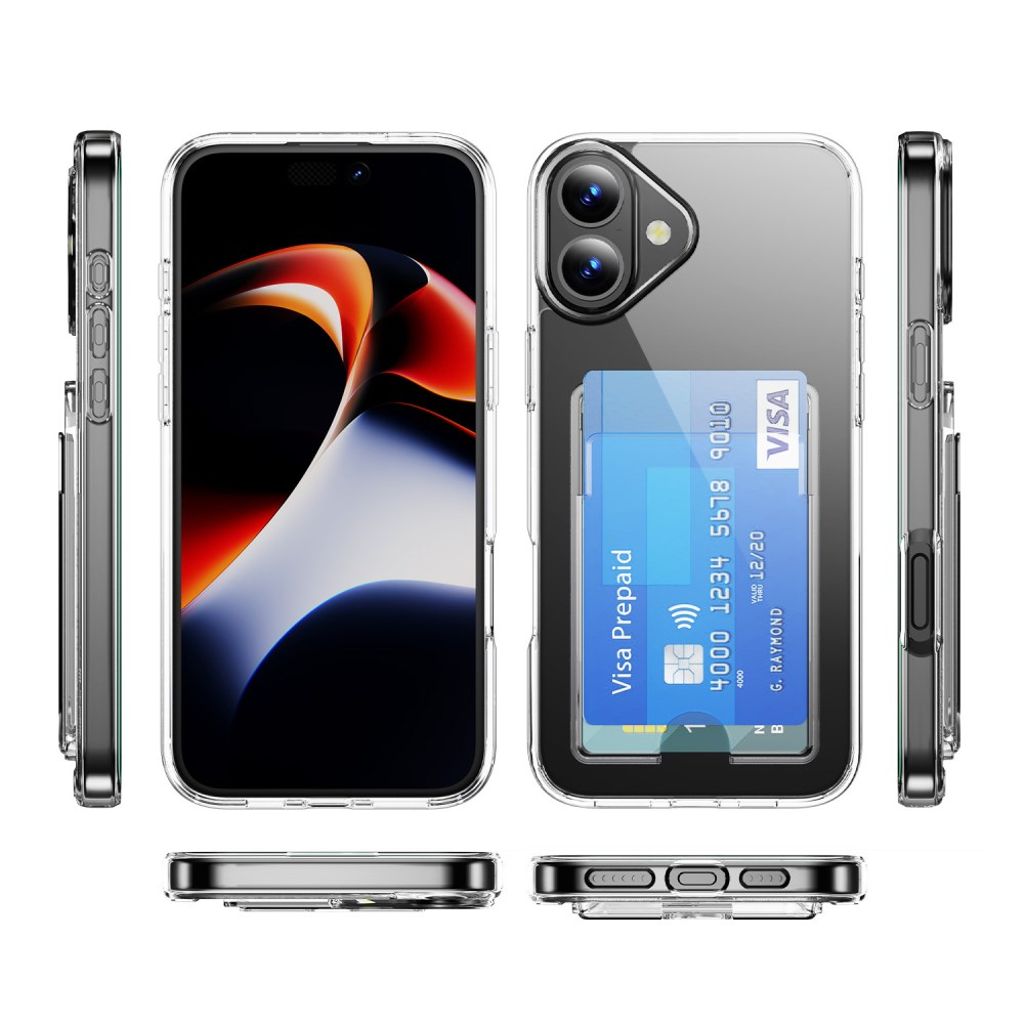 iPhone 17 Kuori, Korttipaikka, Akryyli - läpinäkyvä