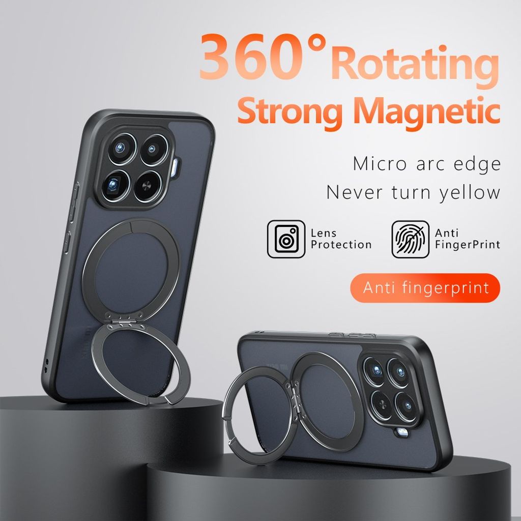 Xiaomi 17T Pro MagSafe-deksel med ringstativ - Transparent/Svart