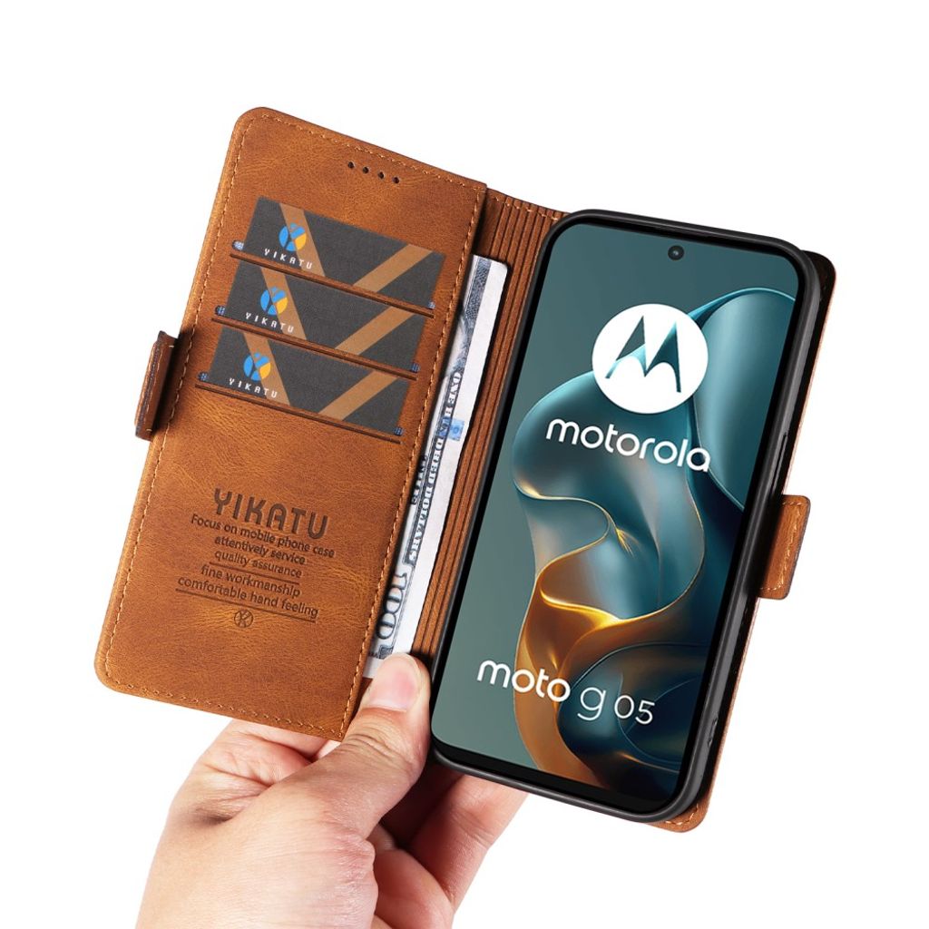 YIKATU Motorola Moto G05 4G Plånboksfodral - Brun