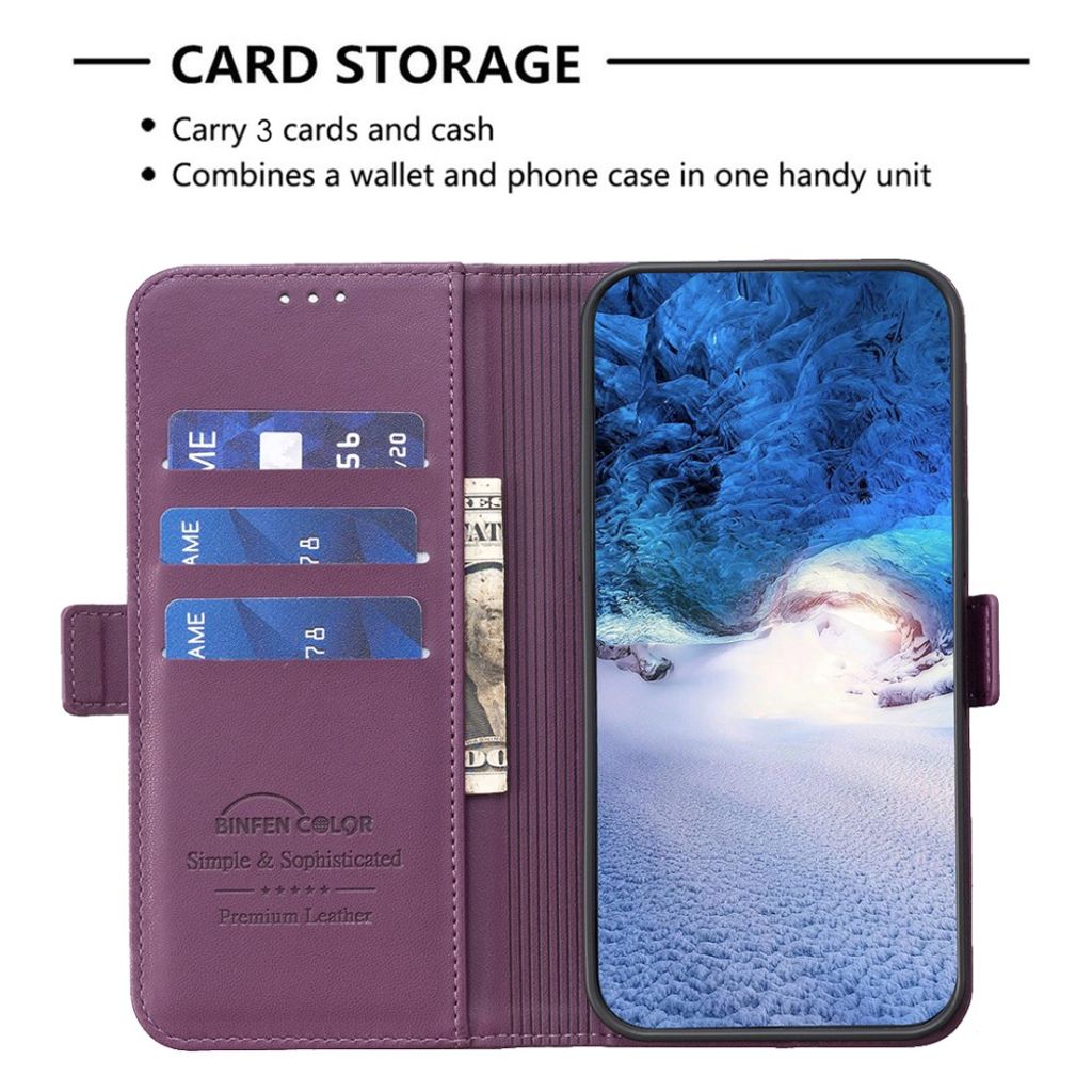 BINFEN COLOR iPhone 16 Wallet Cover – Dark Purple