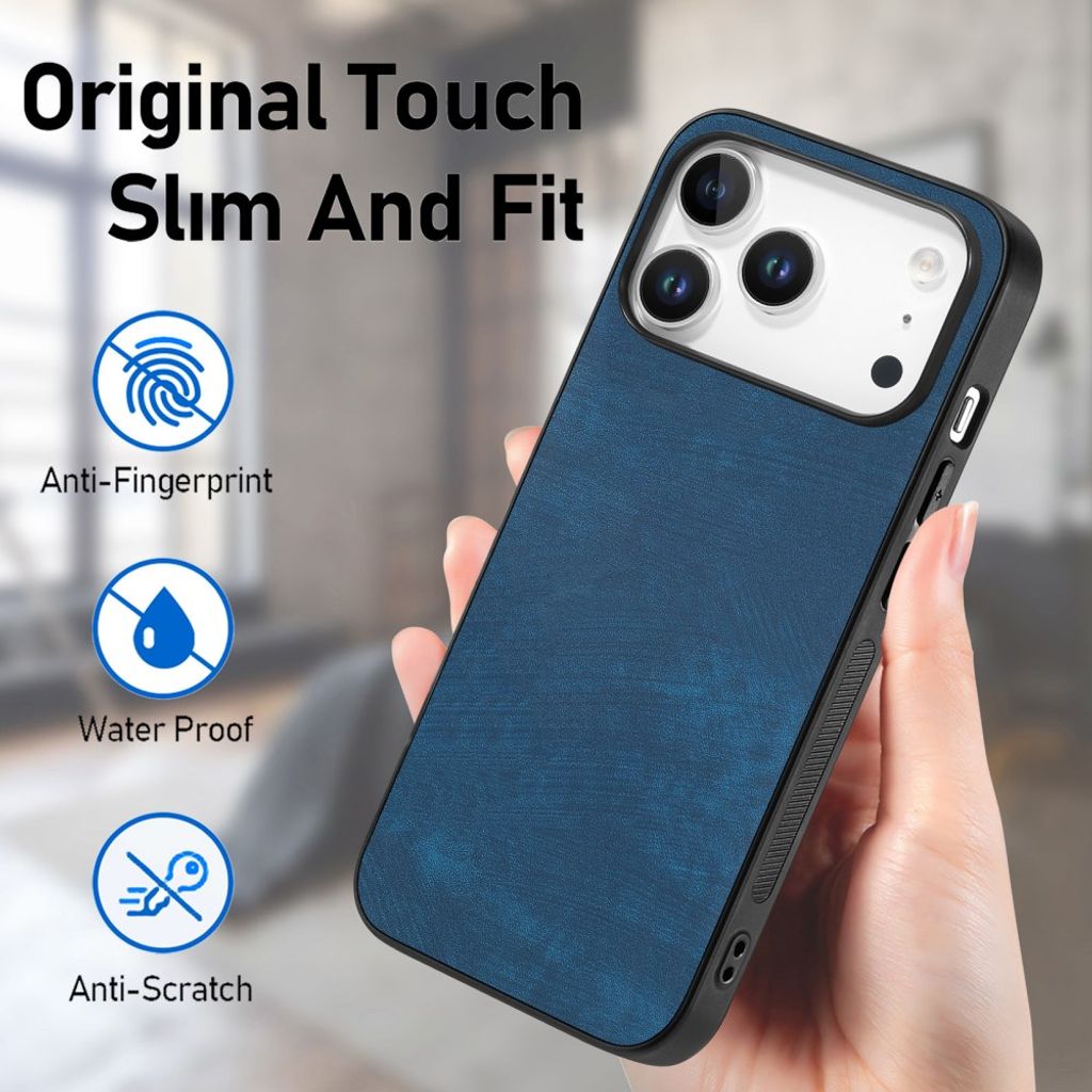 iPhone 18 Pro Max Deksel i PU-skinn - Blå