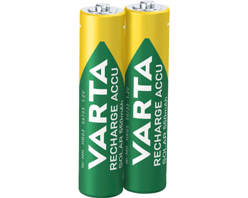 VARTA Recharge Accu Solar AAA-akku aurinkovalaisimiin 550 mAh, 2 kpl