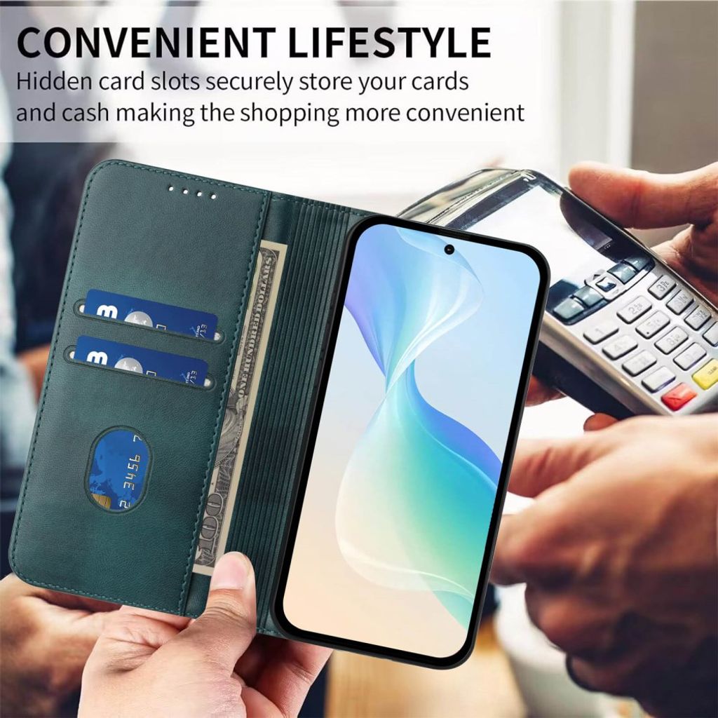iPhone 18 Pro/17 Pro Flip Cover i PU-læder med RFID-blokering - Mørkgrøn