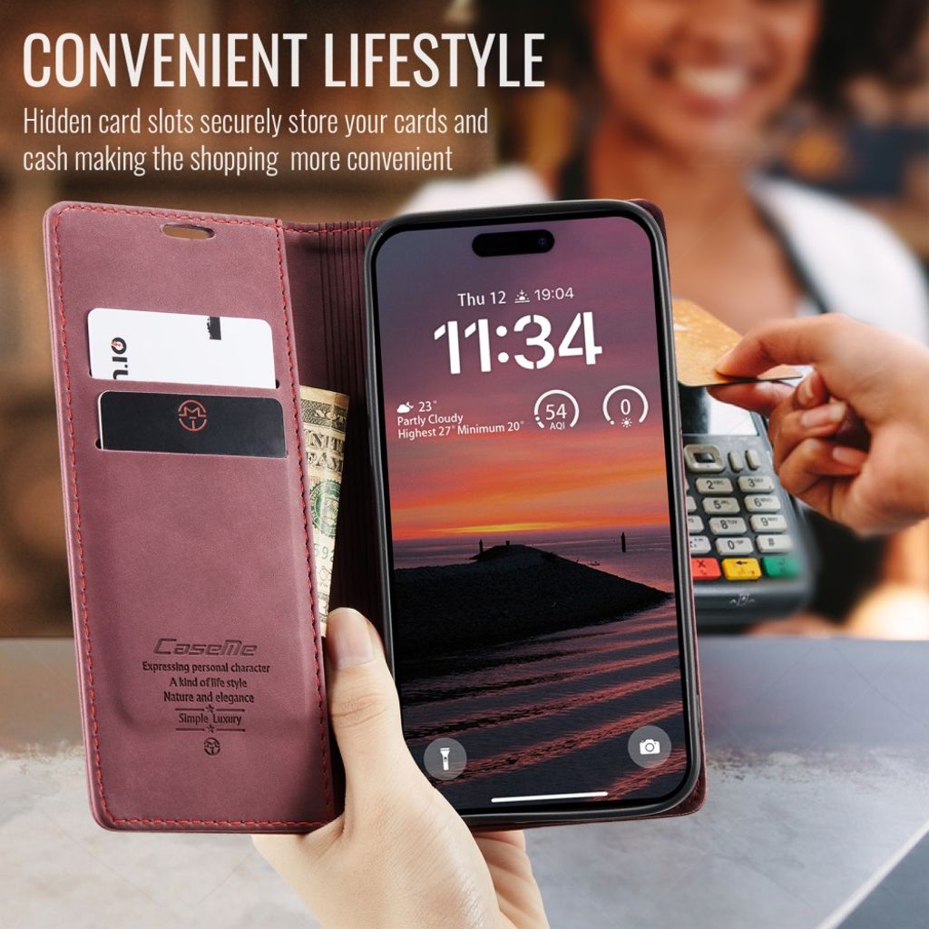 CASEME iPhone 17 Pro Lompakkokotelo Korttipaikka - Punainen