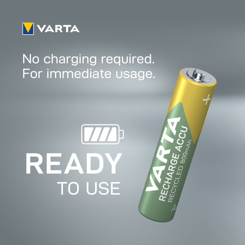 VARTA Recharge Accu Kierrätetty AAA-akku 800mAh, 4 kpl