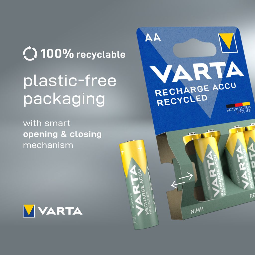 VARTA Recharge Accu Kierrätetty AAA-akku 800mAh, 4 kpl