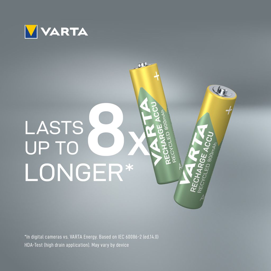 VARTA Recharge Accu Kierrätetty AAA-akku 800mAh, 4 kpl
