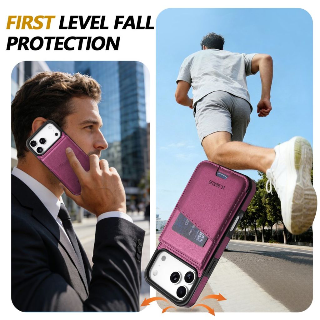 N.BEKUS iPhone 18 Pro Max/17 Pro Max Lompakkokuori RFID-suojauksella - Tummanvioletti